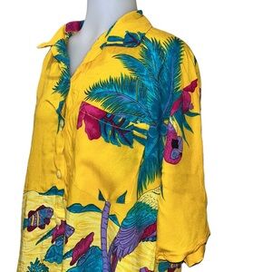 Vintage BONANZA Original Tropical Hawaiian Button Shirt~Bright Fish~Parrot~XXL